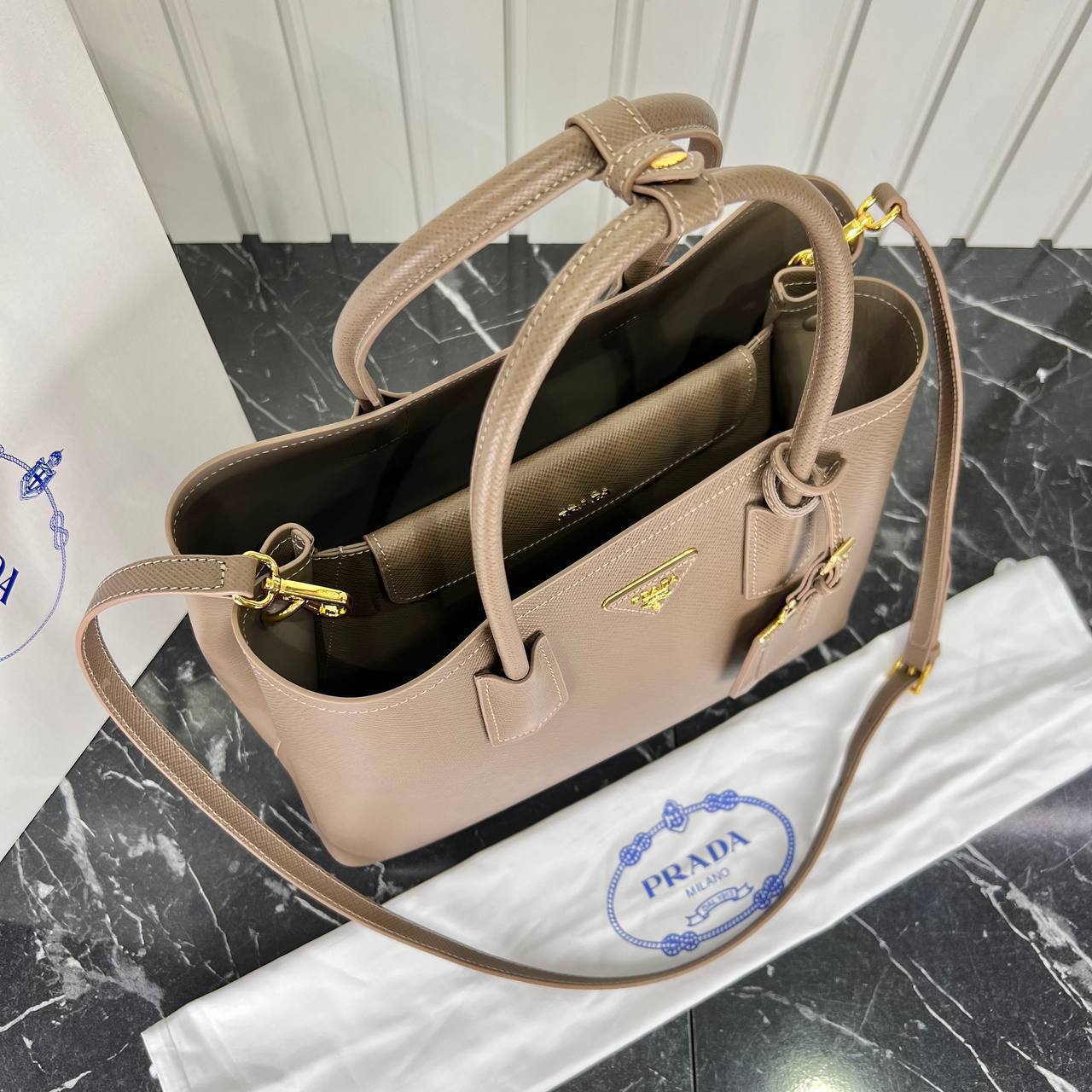 Prada Double Large Saffiano Leather Bag