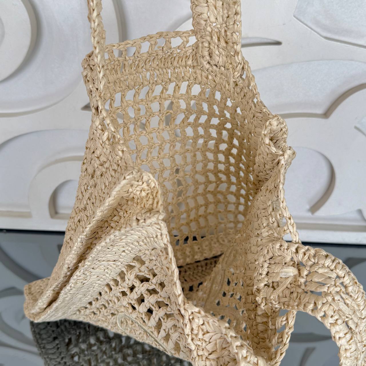 Chloe Crotchet Raffia Tote Bag