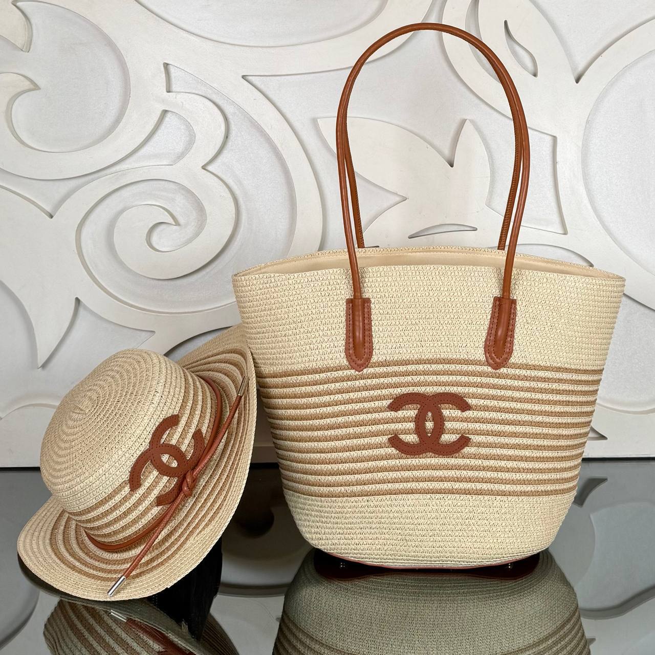 Chanel Raffia Shopping Bag with Hat