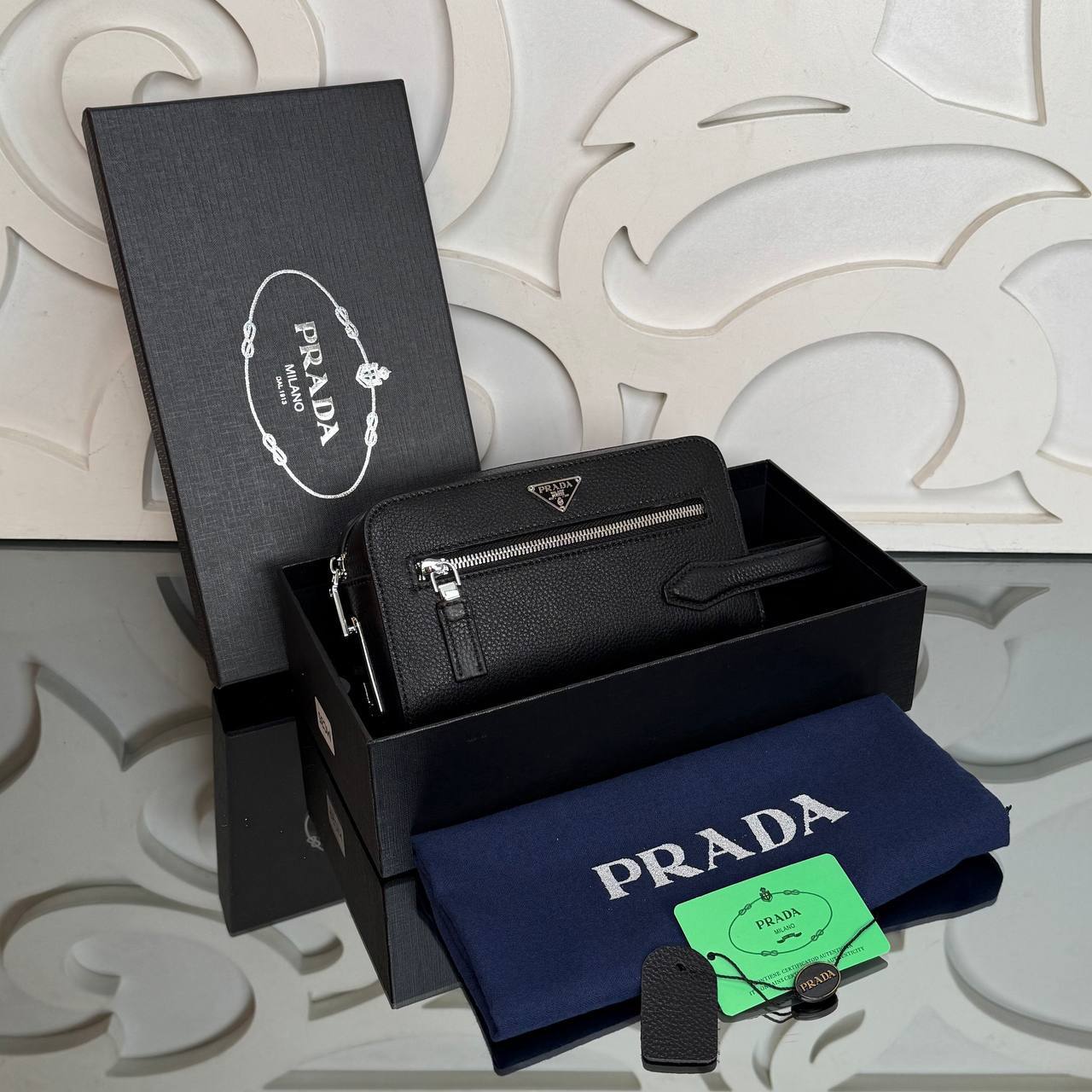 Prada Men’s Clutch with Fingerprint Lock