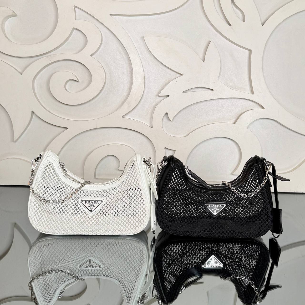 Prada Re-Edition 2005 Mesh and Brushed Leather Bag