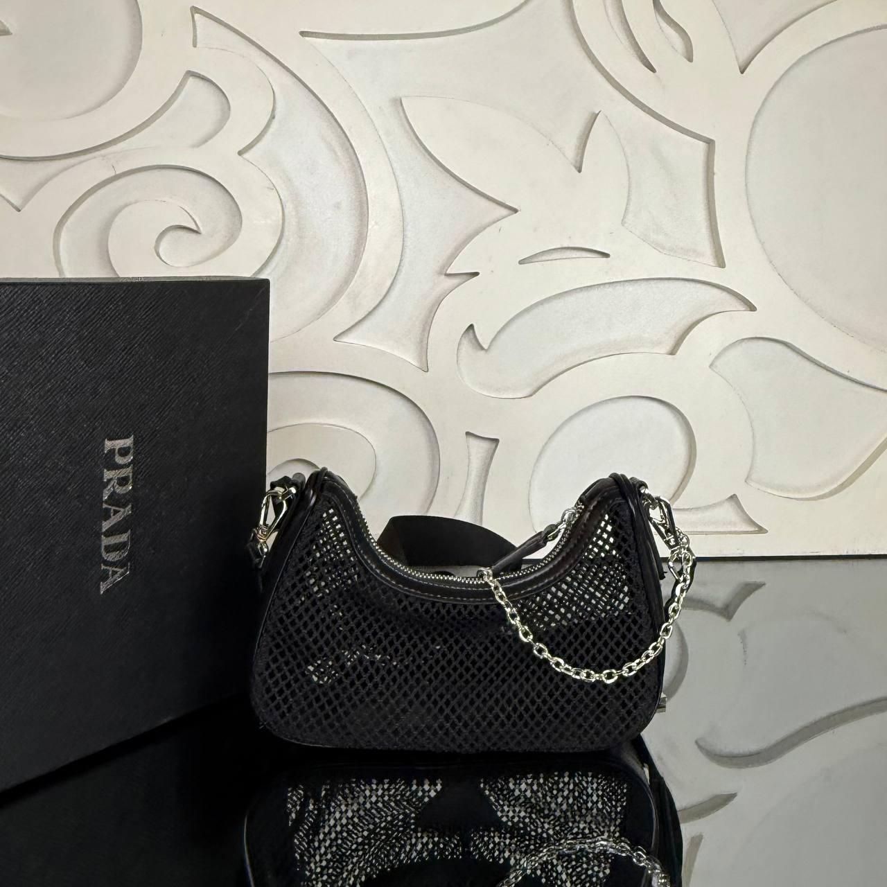 Prada Re-Edition 2005 Mesh and Brushed Leather Bag